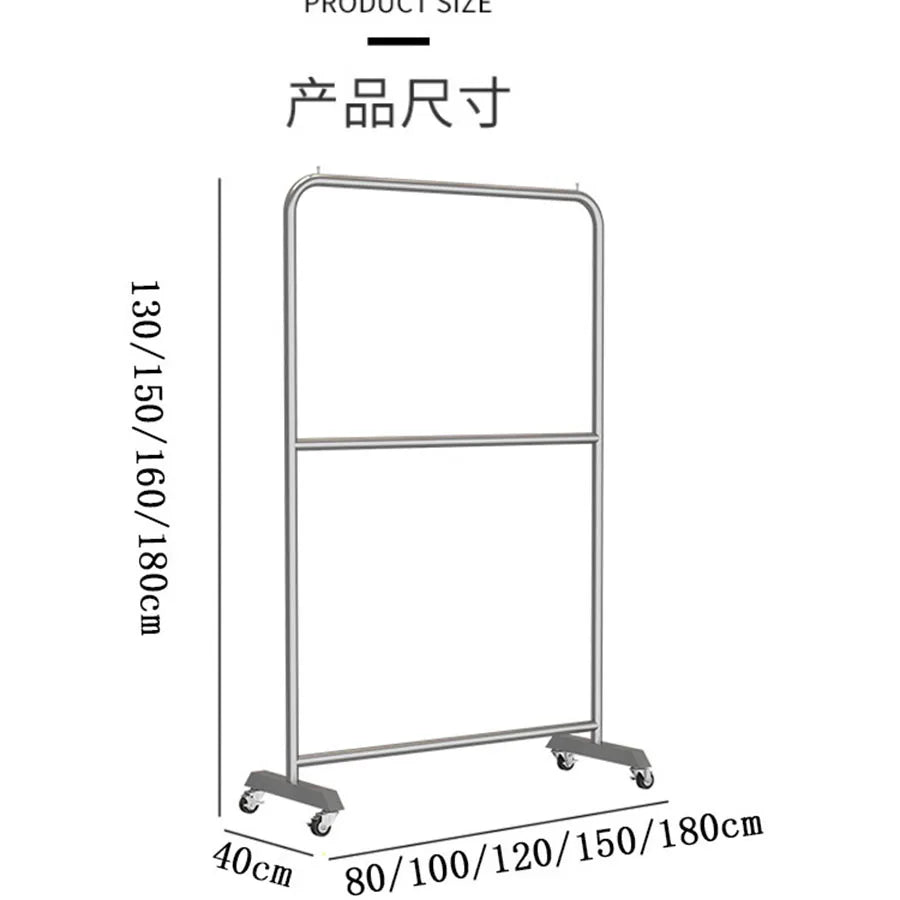 Mobile Cloth Racks Wheels Metal Multiple Levels Portable Adjustable Commercial Clothes Hanger Display Cabide Home Furniture