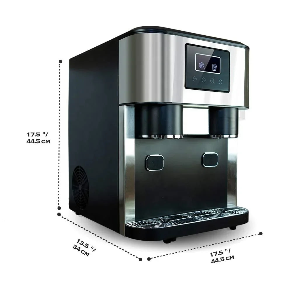 Countertop Ice Maker With Cold Water 2 Size Ice Cube Portable Automatic Ice Cube Making Machine With Crusher Direct Manufacturer
