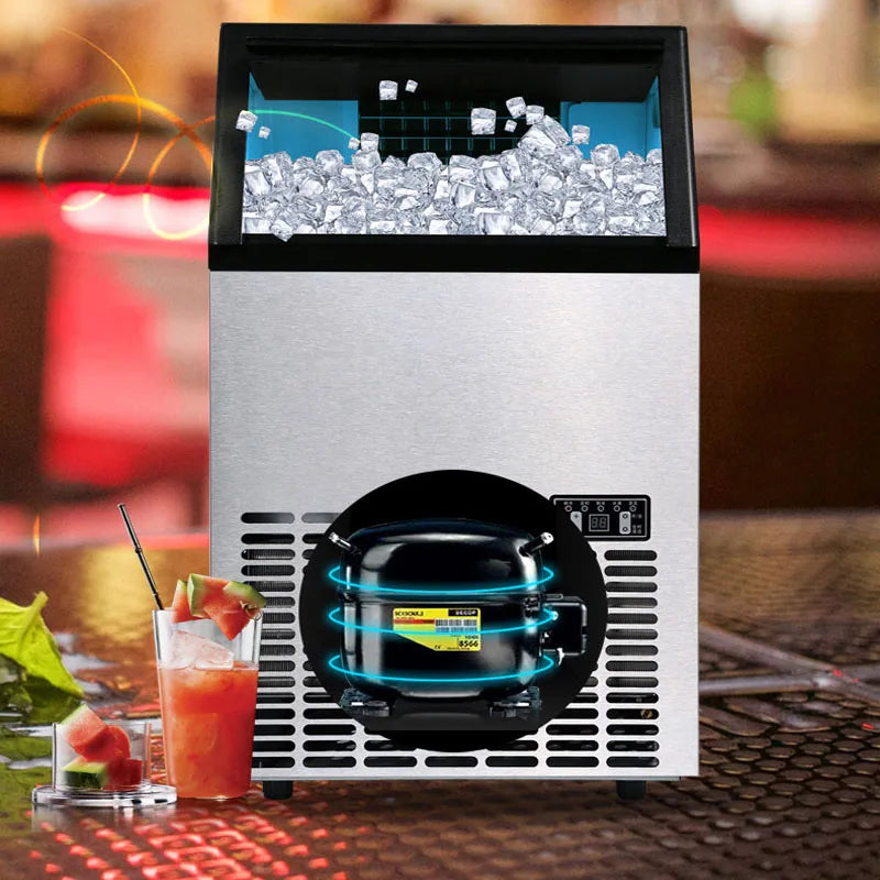 Countertop Nugget Ice Maker Self Cleaning Pellet Ice Machine Open and Pour Water Refill Stainless Steel Housing