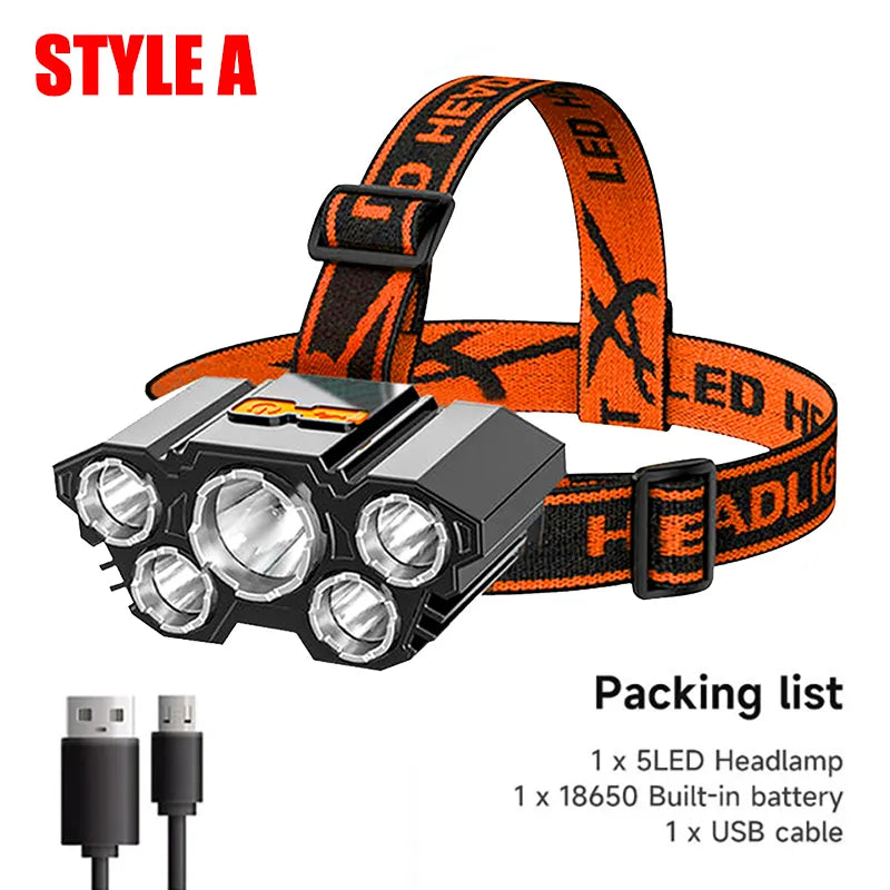 5 LED Headlamp Rechargeable