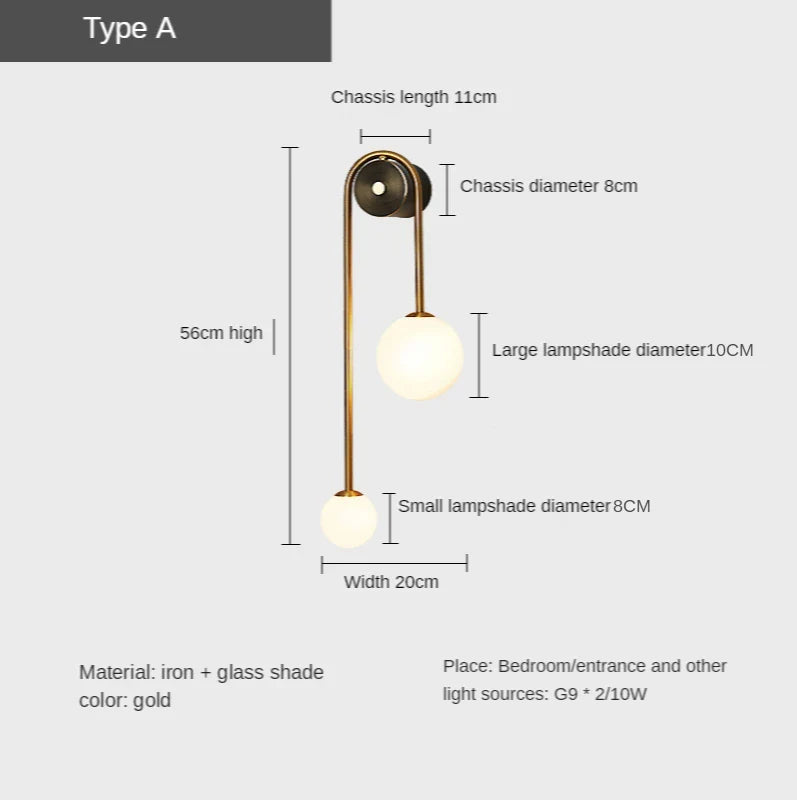 Modern Wall Lamp Glass Ball Lampshade