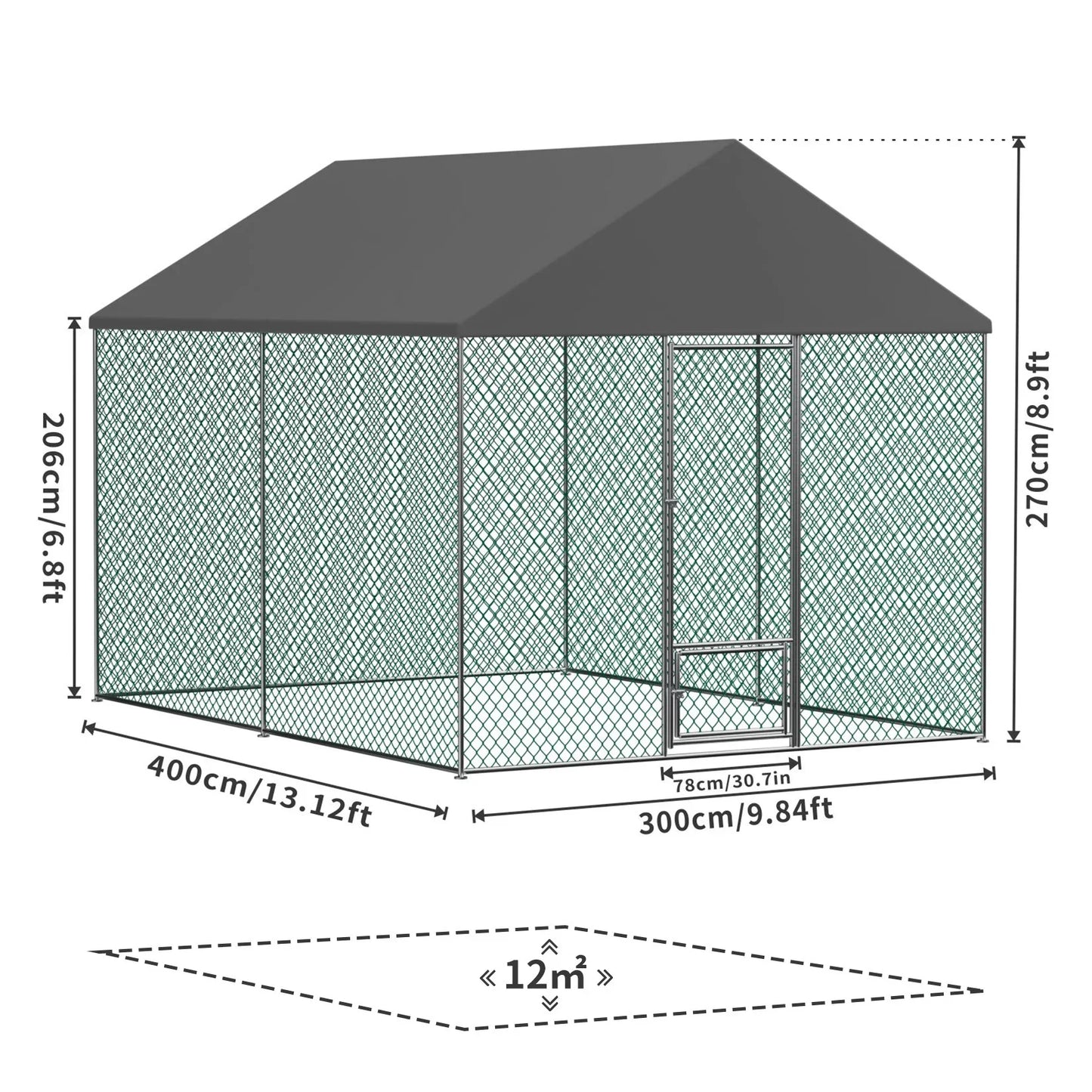 Jumbo Large Metal Chicken Coop Runs for Outdoor Yard, Walk in Chicken Cage, with Mesh and Waterproof Cover, Hen House