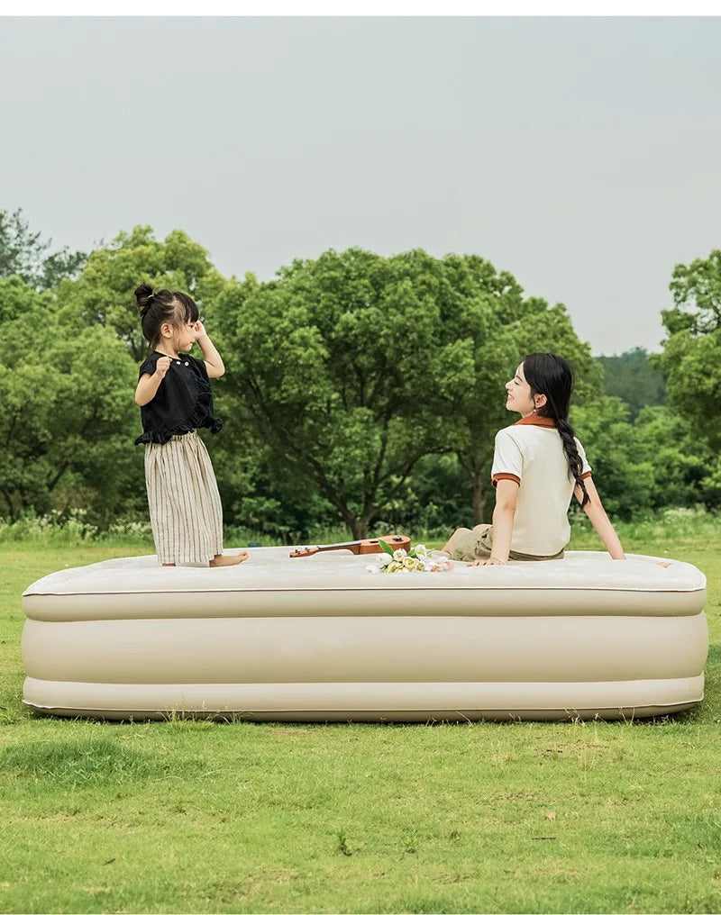 Interior Air Mattress Glamping Mats PVC Inflatable Sleeping Mattress Luxury 2 Person Camping Bed Mat Built-in Pump Thicken Mat