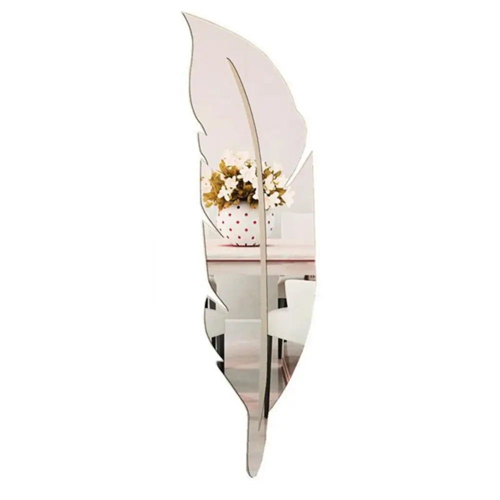 Large Feather Plume 3D Mirror Wall Sticker