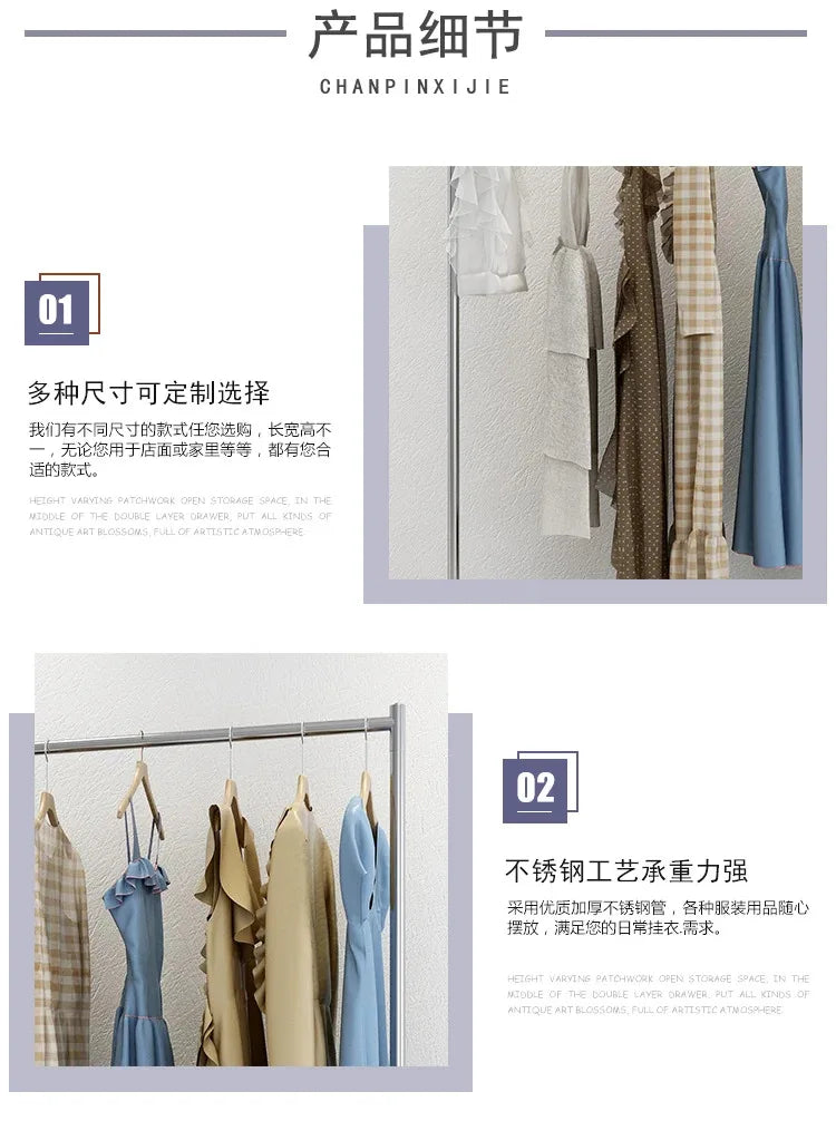 Clothes Storage Rod Stand Wheels Mobile Folding Clothes Drying Hangers Rail Golden Balcony Colgador De Ropa Bedroom Furniture