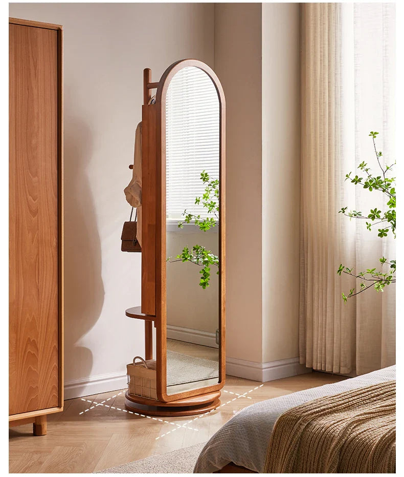 Full Length Mirror Cabinet Rotating Wooden Dressing Modern Creative Mirror Cabinet Minimalist Espejos De Piso Storage Furniture