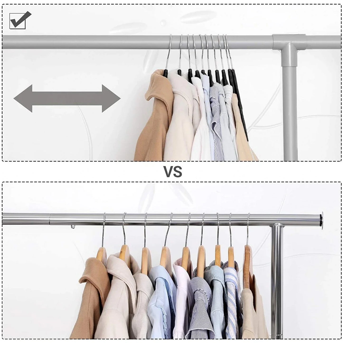 10/5PCS Gray Wrinkle Resistant Adult Plastic Coat Hanging Flocking Multi-Functional Anti-Skid Hanger 45cm Magic Hanger