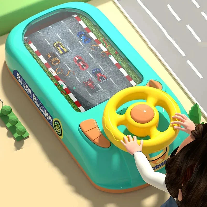Kids Steering Wheel Driving Toy Dodge Vehicle Electronic Simulation Adventure Game with Music Sound Effects for Girl Boy