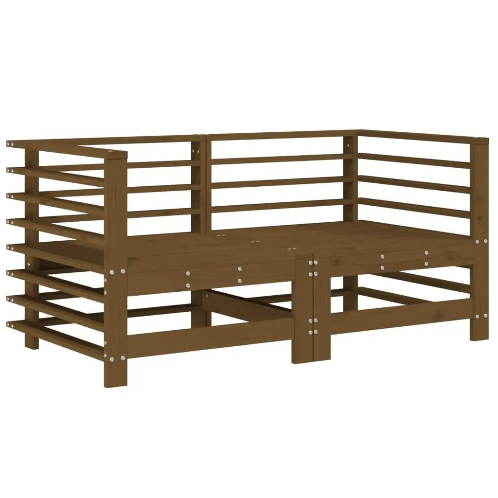 2-Piece Honey Brown Corner Sofa Set with Cushions - Solid Pine Wood