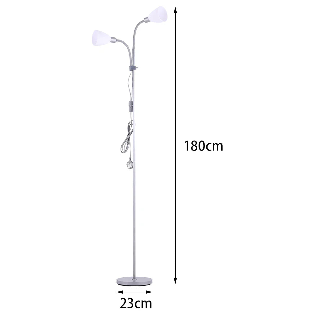 KOMORE Modern 2 Head Standing Floor Lamp Adjustable Lamp Heads 180cm Bronze&Grey for Living Room, Office, Bedroom, Hallway