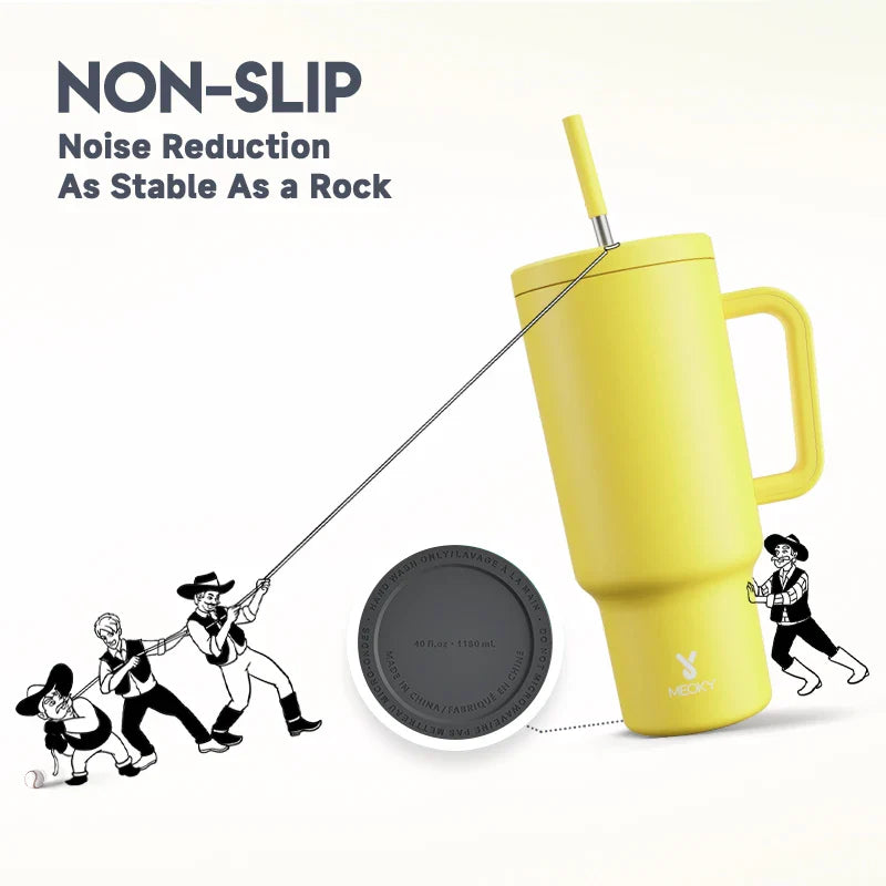 Meoky New 40oz Handle Tumbler Keep Hot Insulation Coffee Cup Multicolor Stainless Steel Leak-proof Car Mug Vacuum Bottle Winter