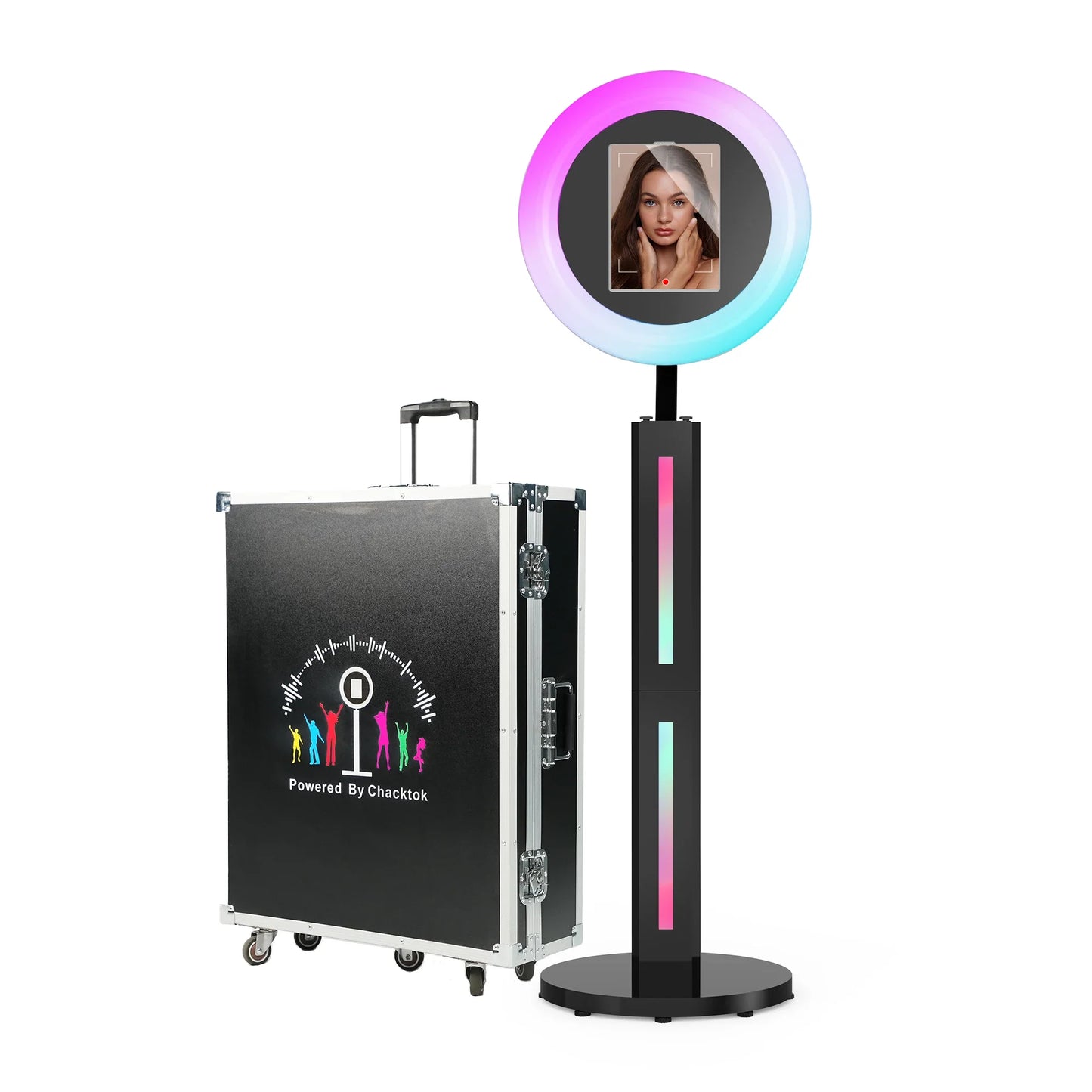 iPad Photo Booth Selfie Machine Shell Adjustable Stand Photobooth With LED Ring Light Customized LOGO For Wedding Partys Events