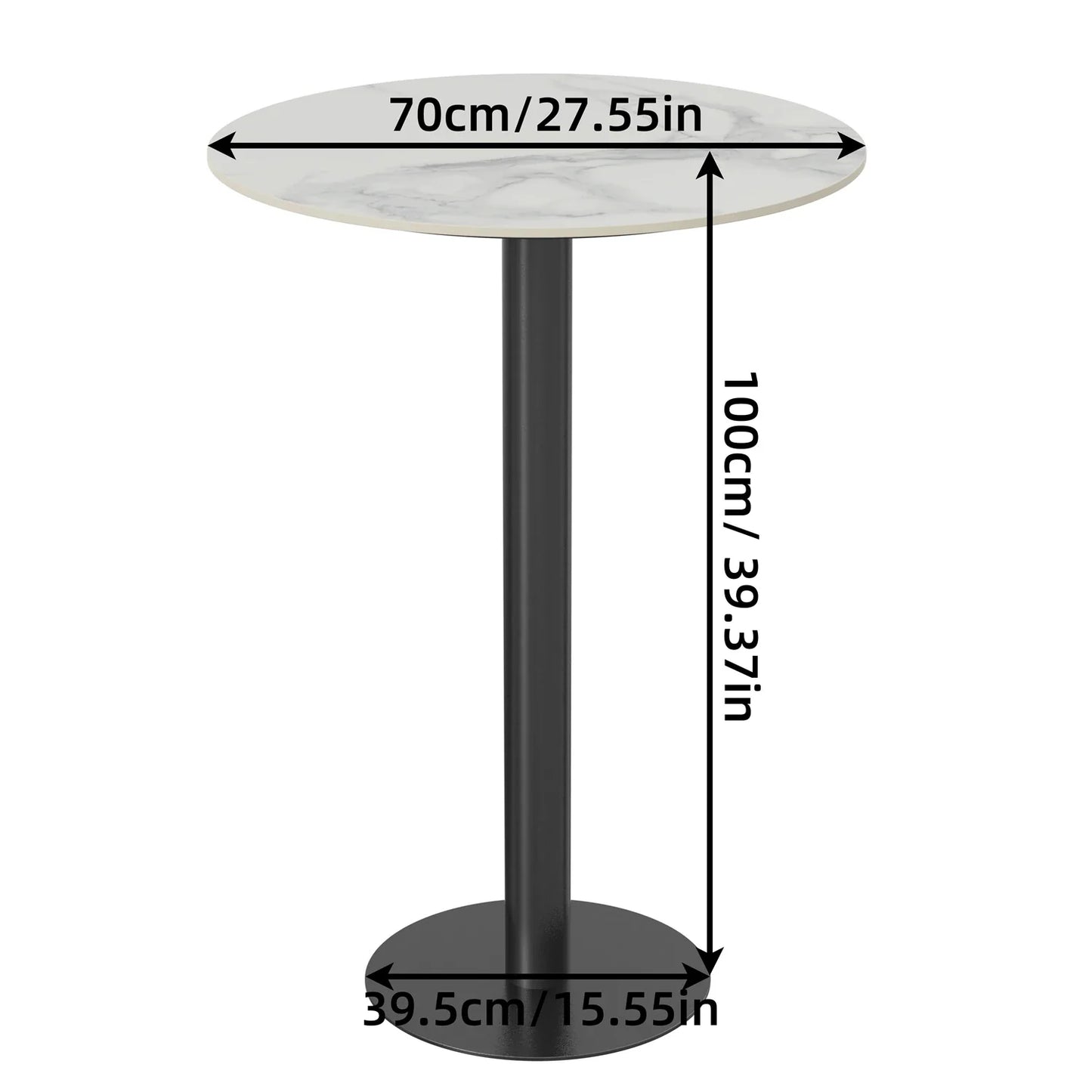 High-End Round Bar Table, Small Kitchen Dining Table, Cocktail Table for Living Room, Party Stone Top, Tall, 100cm