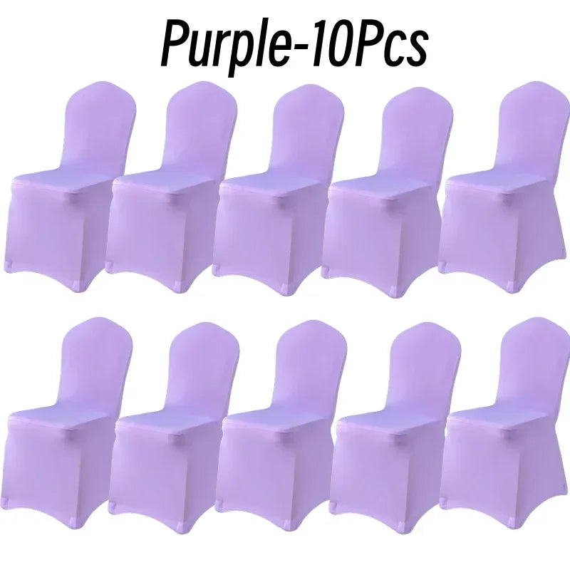 10Pcs Solid Color Chair Cover Spandex Slip Cover Stretch Wedding Banquet Party Reataurant Banquet Hotel Dining Chair Covers