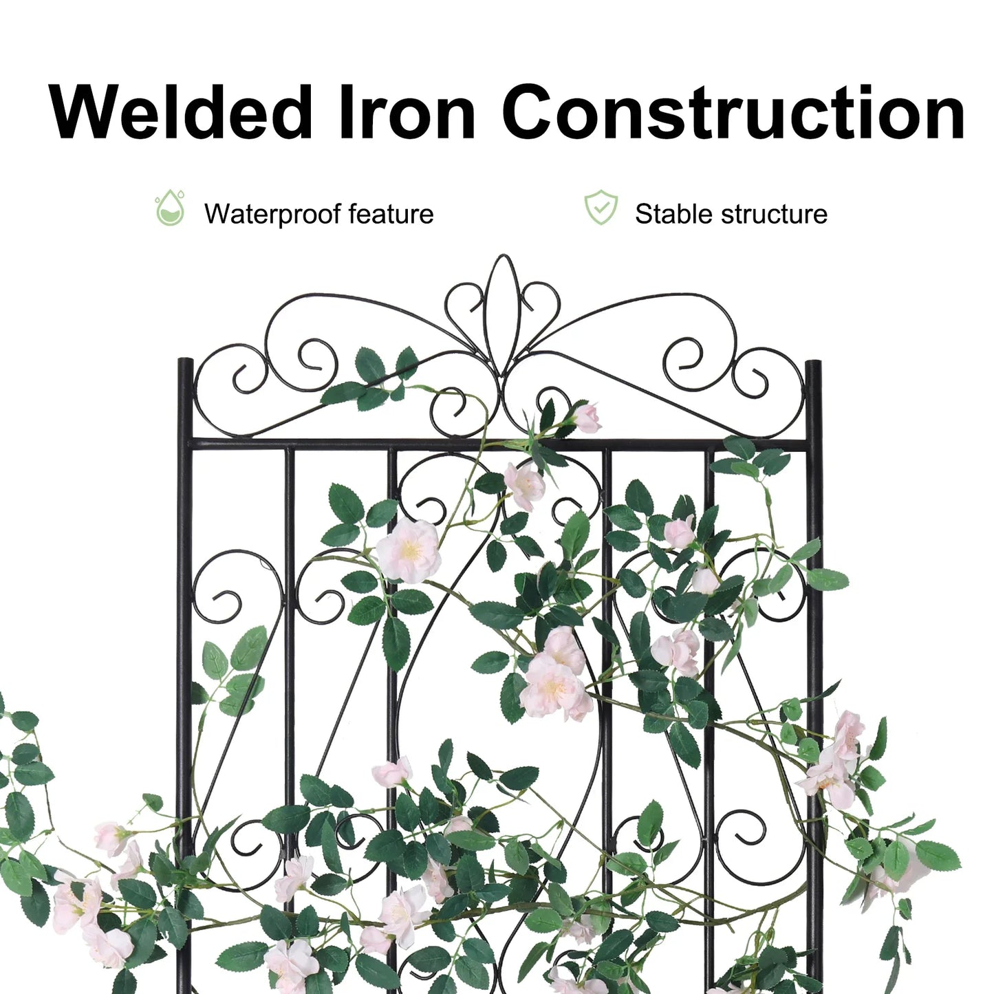 Large Tall Metal Garden Trellis, Plant Climbing Aid, Lattice Antirust Border, Outdoor Yard, 2Pcs