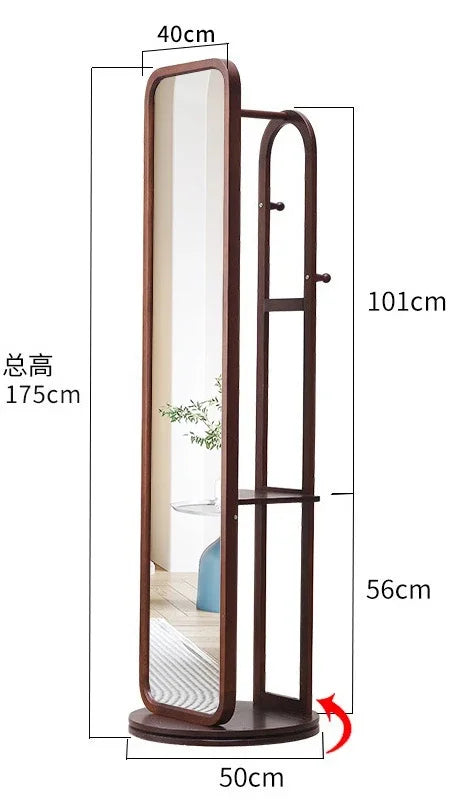 Full Length Mirror Cabinet Rotating Wooden Dressing Modern Creative Mirror Cabinet Minimalist Espejos De Piso Storage Furniture