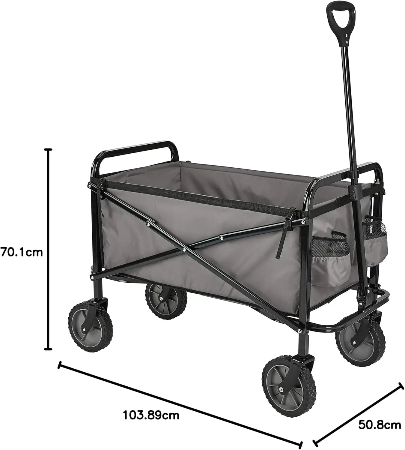 Garden Tool Collection Collapsible Folding Outdoor Garden's Utility Wagon with Cover Bag, Grey