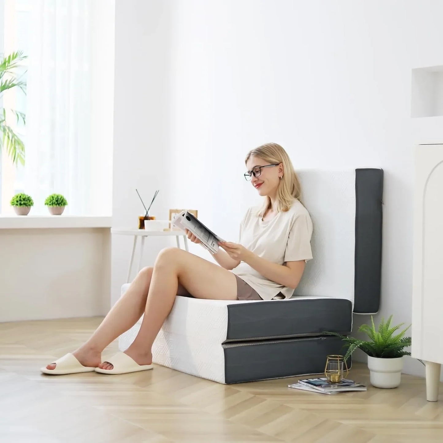 Folding Mattress with Storage Bag, 15CM Gel Memory Foam Foldable Mattress Tri-fold for Travel, Camping, Guest Bed