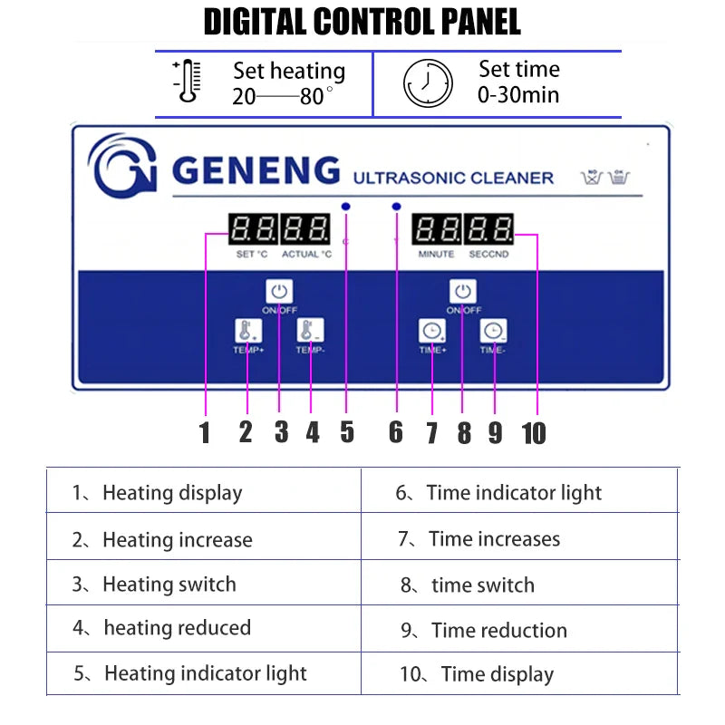 GENENG Ultrasonic Cleaner Ultrasound  Bath Dental Ultra Sonic Cleaning Machine 1.3L/2L/3.2L/6.5L/10L/15L/22L/30L