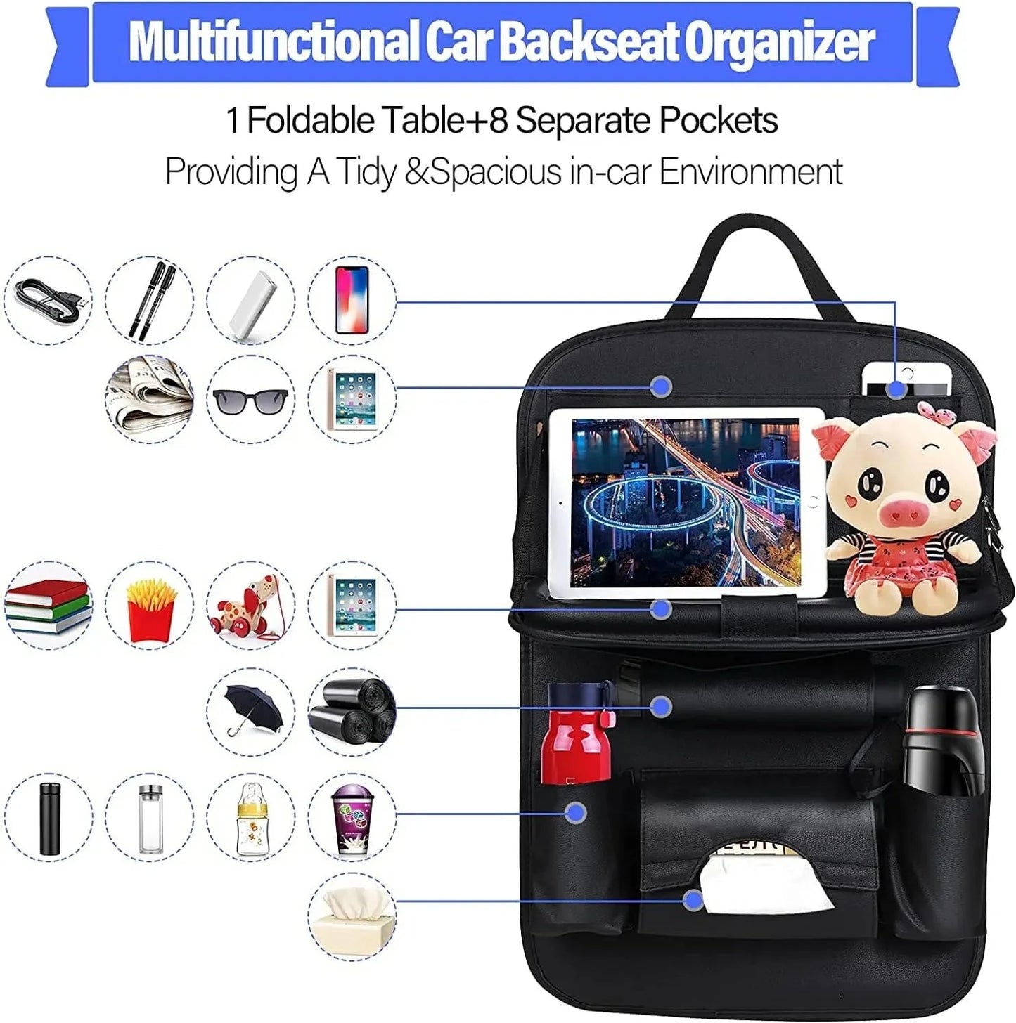 Car Seat Back Organizer with Foldable Table try