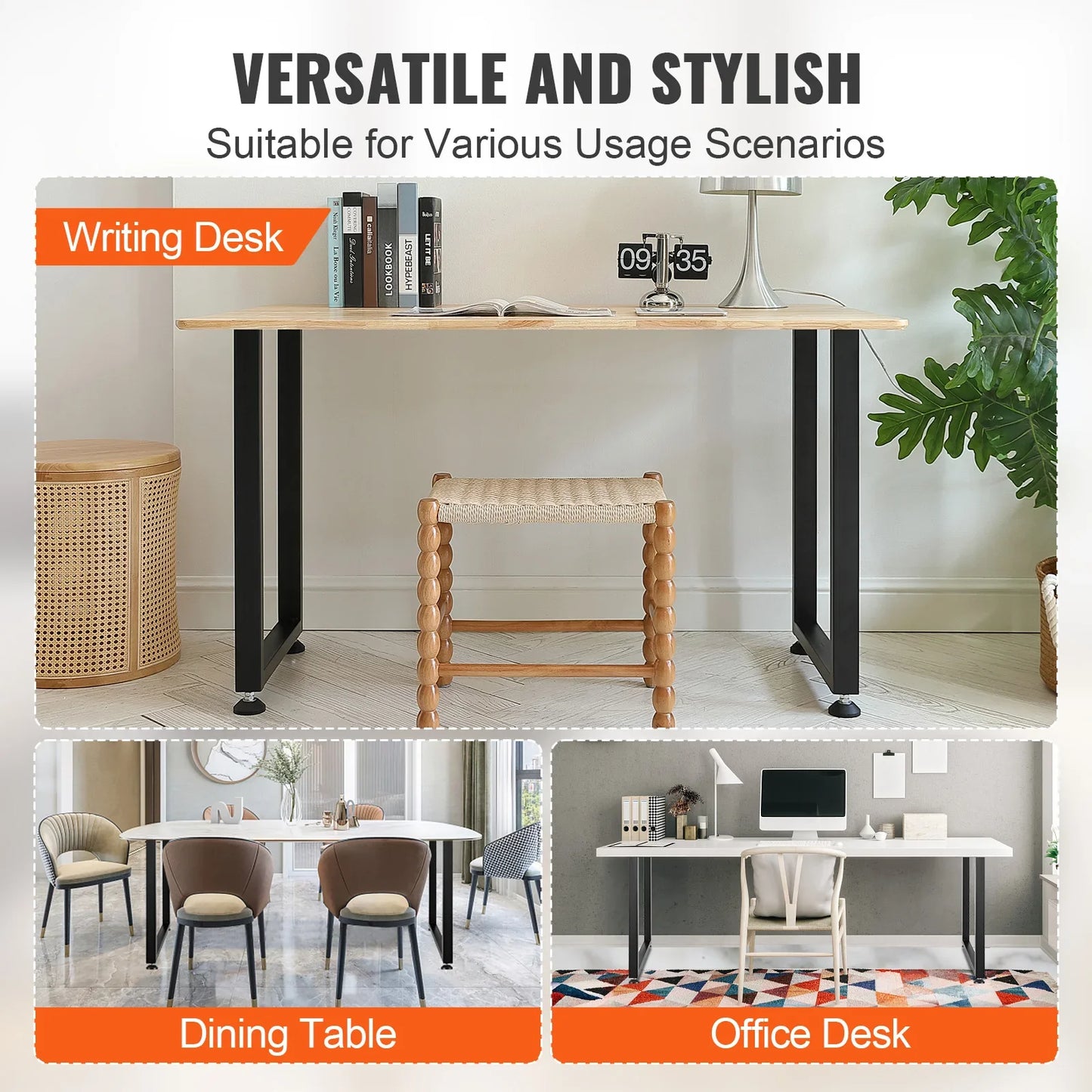 VEVOR 2pcs 28inch Table Legs Adjustable Furniture Legs Square Reinforced Steel Office Table leg Max Load 1000 lbs For Home DIY
