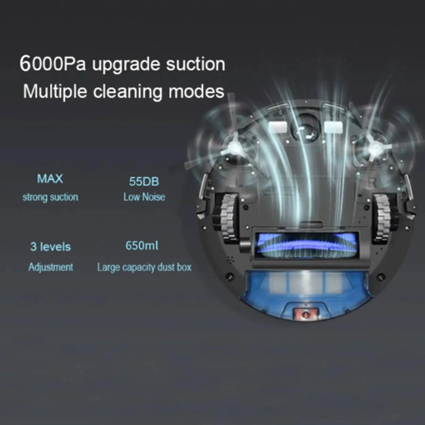 OMESER D900 Robot Vacuum Cleaner with Auto-empty Dock, 6000PA Suction, Multi-Floor Maping, Customized Wet Dry Room Cleaning