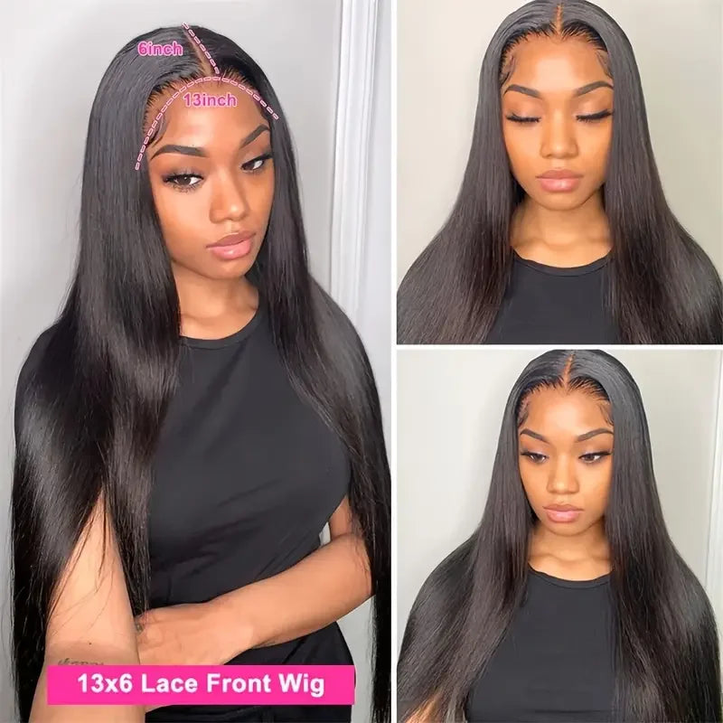 Bone Straight 13x4 Lace Front Wig 13x6 Transparent Brazilian 180% Straight Human Hair Wigs For Women 4x4 HD Lace Closure Wig