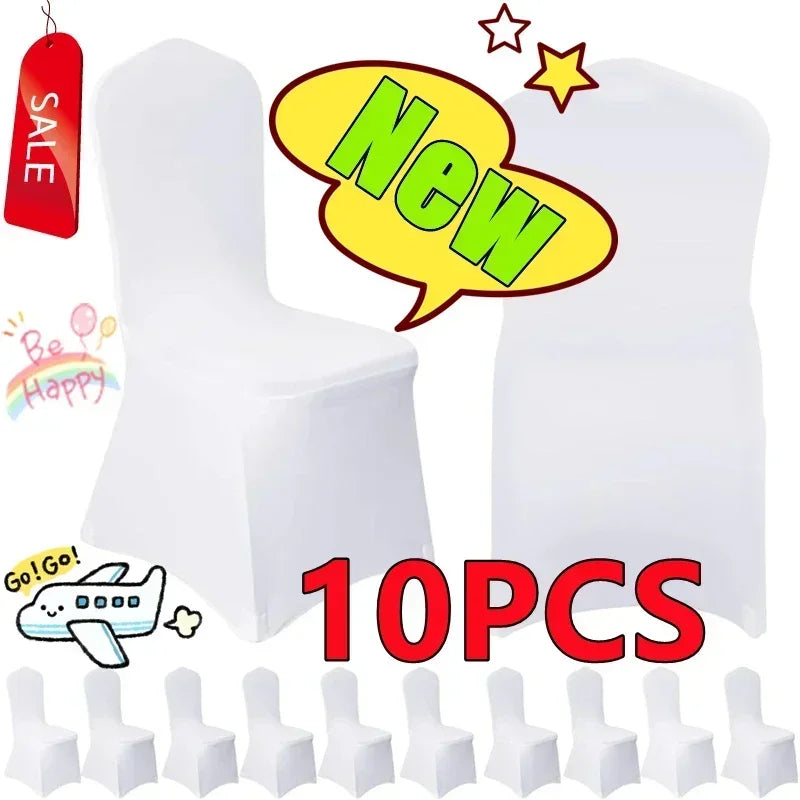 10Pcs Solid Color Chair Cover Spandex Slip Cover Stretch Wedding Banquet Party Reataurant Banquet Hotel Dining Chair Covers
