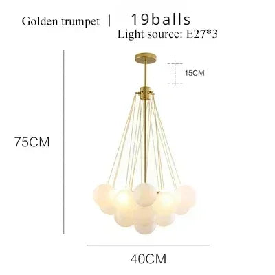 37 Glasses Bubble Chandeliers Frosted Glass Gold Black Pendant Light
