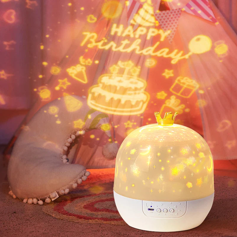 Crown Star Light Projection Rotating Star Ceiling Atmosphere Night Lamp