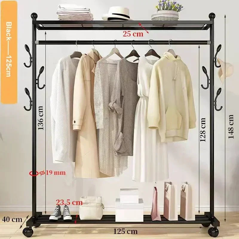 Hanger Clothing Garment Rack Clothes Wardrobes Heavy Duty Rolling Clothes Organizer with Wheel Perchero Coat Standing Coat Rack