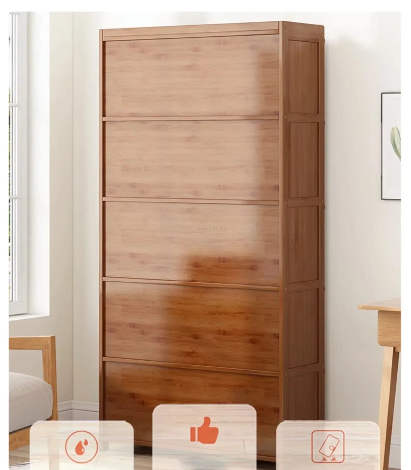 Japanese Home Furniture Bamboo Bookcases Organizer Multi-layer Storage Shelf Simple Retro Bookshelf With Door Modern Office Desk