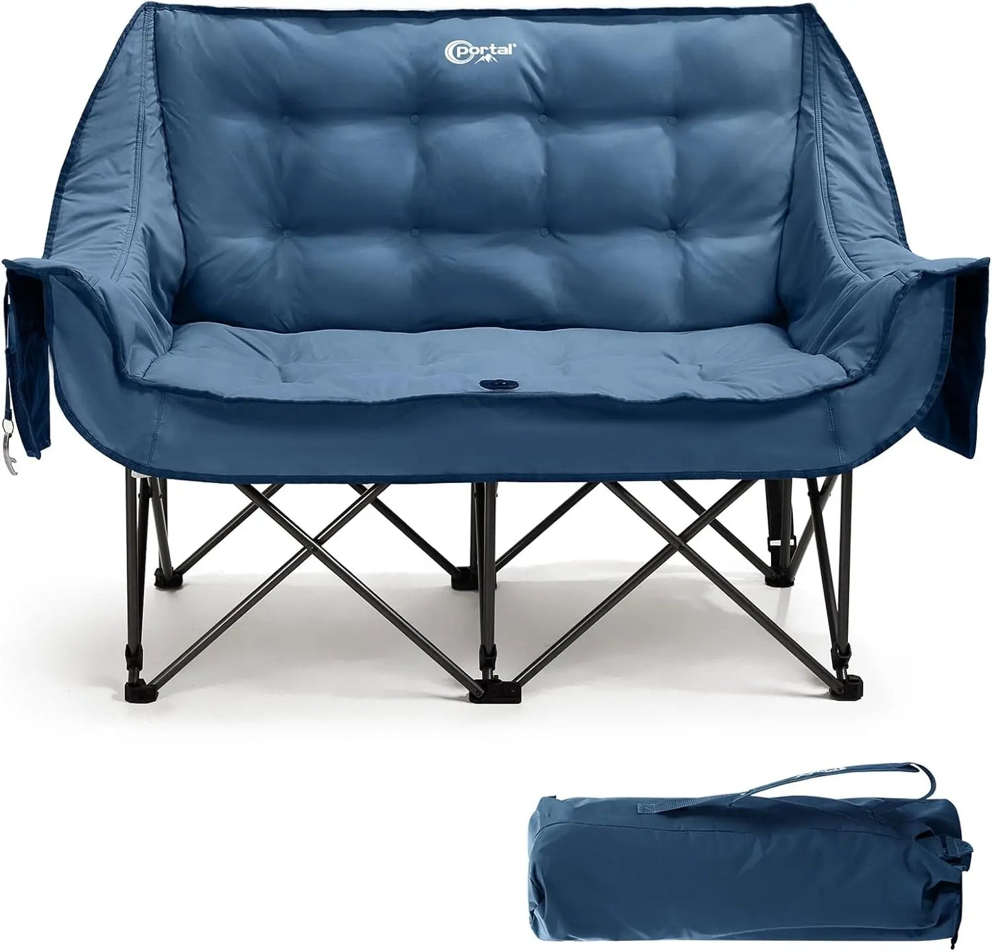 Double Camping Chairs Tub Chair Deluxe Moon Chairs Collapsible Giant Festival Garden Lawn Picnic Chair Load 272KG