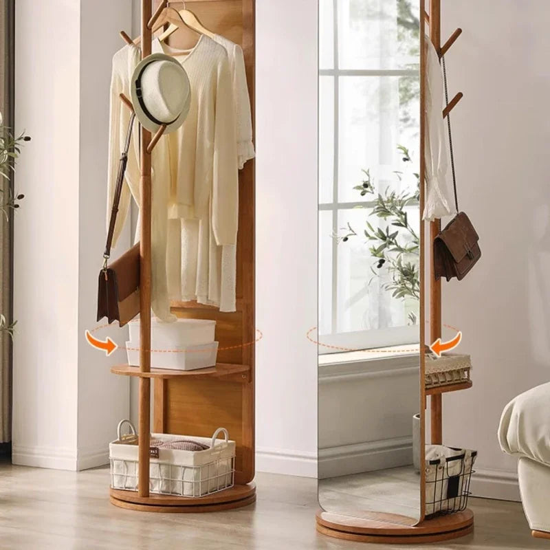 Full Length Mirror Cabinet Rotating Wooden Dressing Modern Creative Mirror Cabinet Minimalist Espejos De Piso Storage Furniture