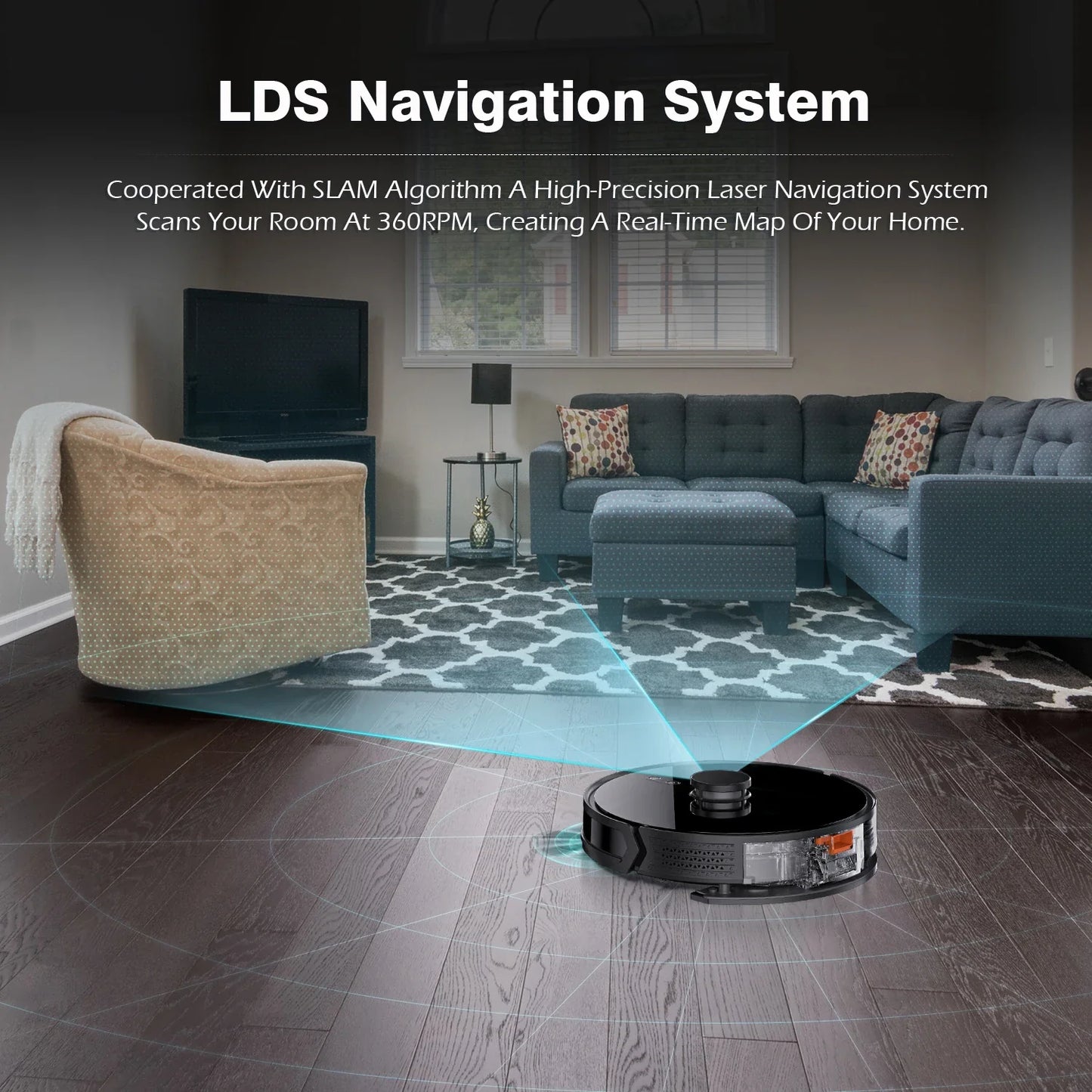 OMESER D900 Robot Vacuum Cleaner with Auto-empty Dock, 6000PA Suction, Multi-Floor Maping, Customized Wet Dry Room Cleaning