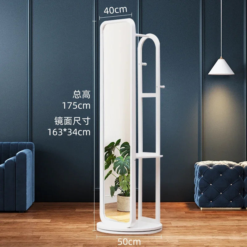 Full Length Mirror Cabinet Rotating Wooden Dressing Modern Creative Mirror Cabinet Minimalist Espejos De Piso Storage Furniture