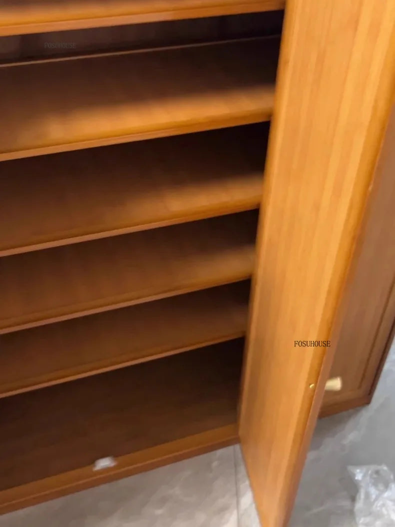 Japanese Bamboo Shoe Rack Indoor Multi-layer Dustproof Shoe Organizers Furniture Imitation Rattan Weave Cabinets for Living Room
