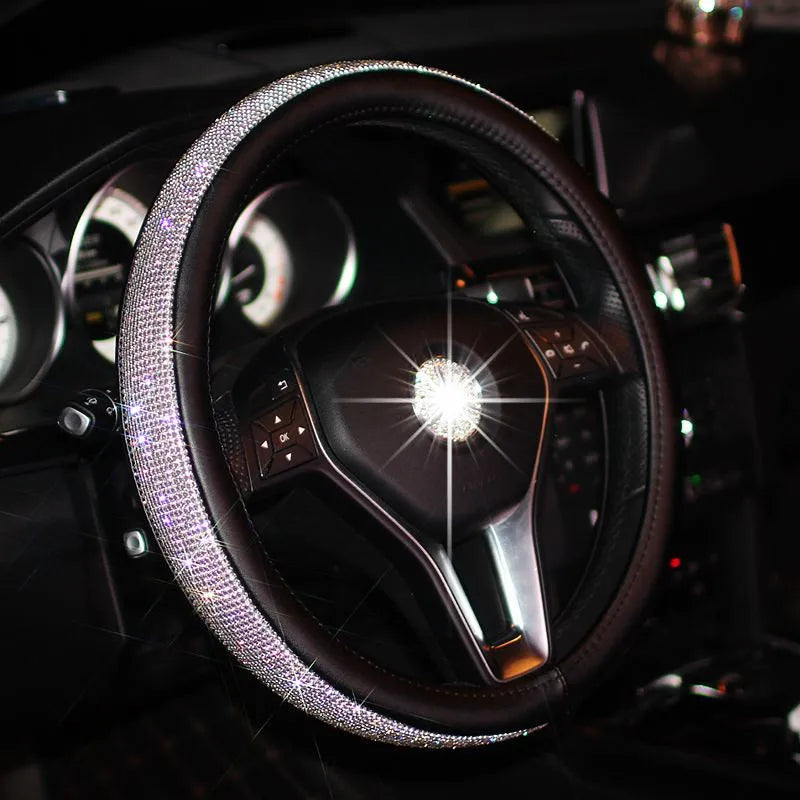 Crystal Car Steering Wheel Cover PU Leather Auto Accessories Case Car Stylin