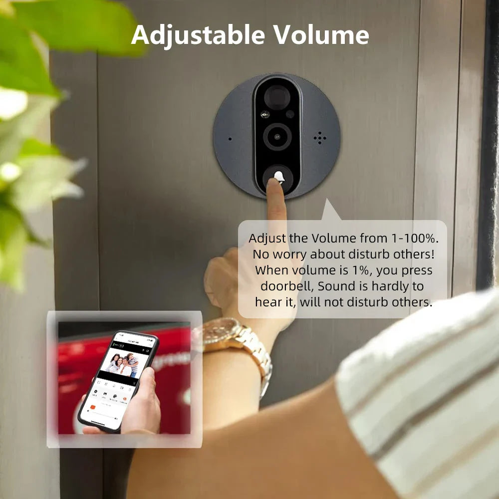Smart Life 1080P WiFi Door Bell Eye Peephole Camera 5000mAh Battery