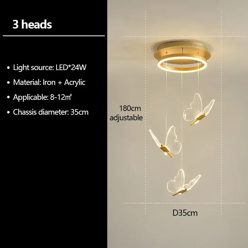 Modern Transparent Butterfly Ceiling Chandeliers Luxury Designer Pendant Lights