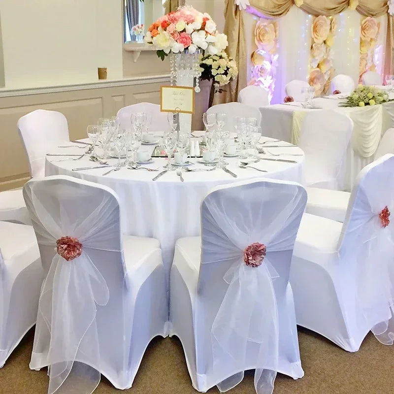 10Pcs Solid Color Chair Cover Spandex Slip Cover Stretch Wedding Banquet Party Reataurant Banquet Hotel Dining Chair Covers