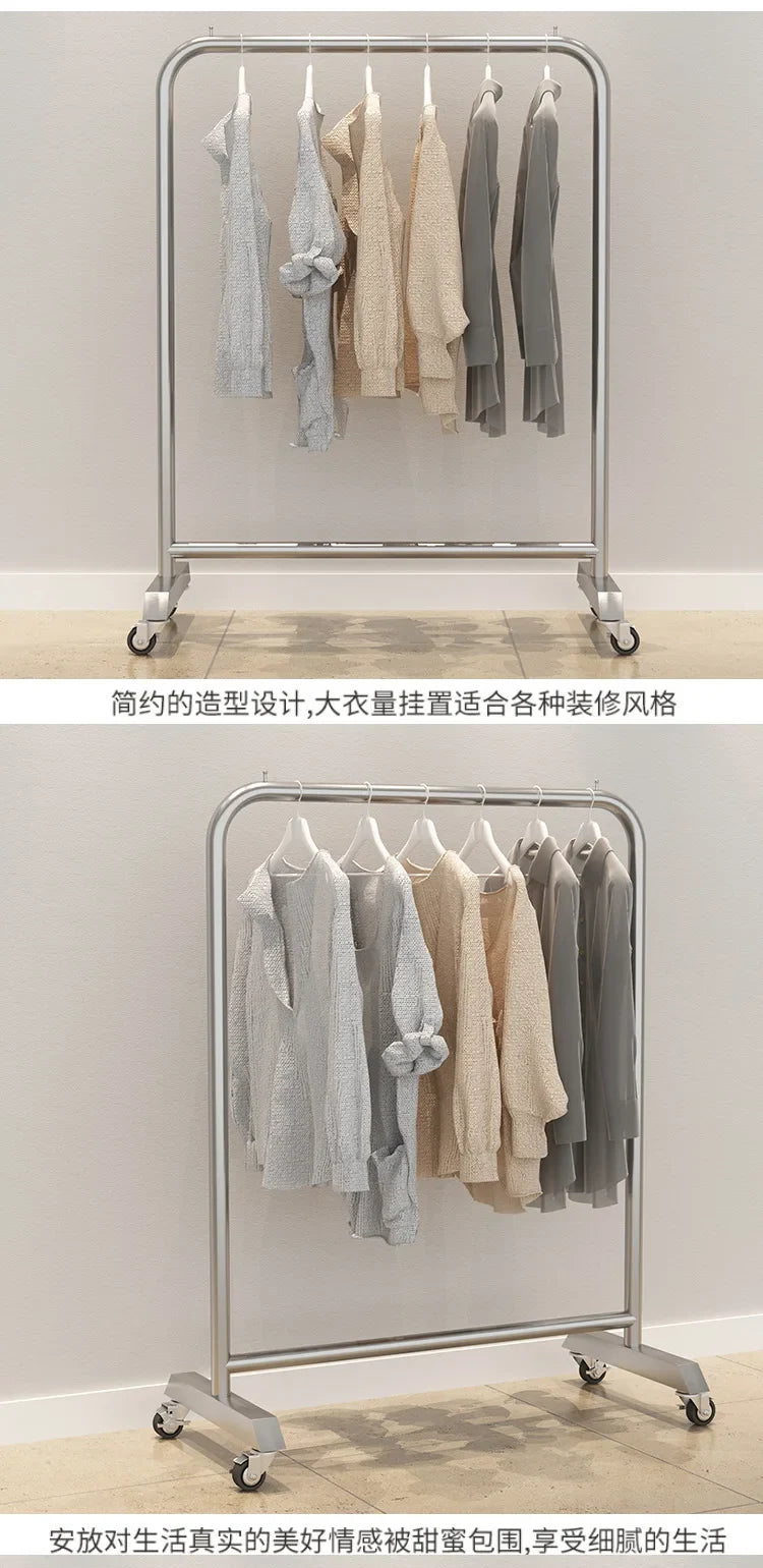 Mobile Cloth Racks Wheels Metal Multiple Levels Portable Adjustable Commercial Clothes Hanger Display Cabide Home Furniture