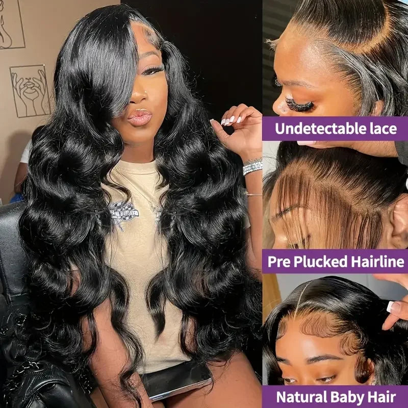 Body Wave 13x4 13x6 360 HD Transparent Lace Front Wigs Human Hair Wig For Women Brazilian 30 38 Inch Water Wave Lace Frontal Wig