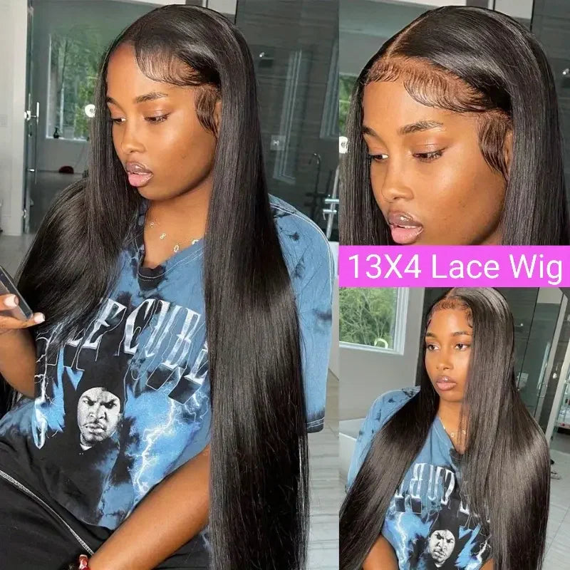 Smooth Straight 13x4 13x6 Lace Frontal Wig Brazilian Human Hair Wig Pre Plucked Lace Human Natural Hair For Woman Cheap Wig Sale