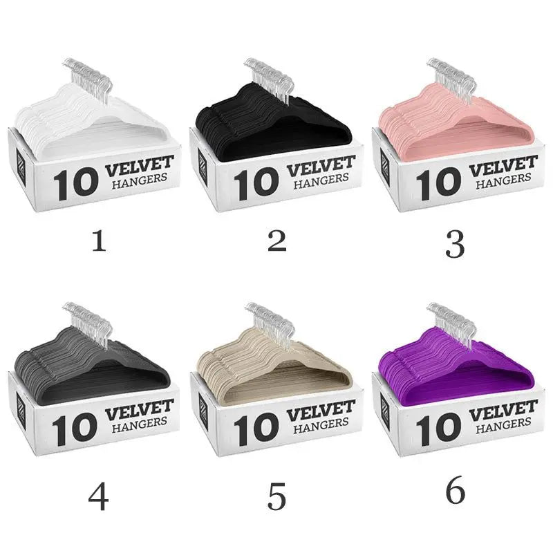 10pcs Velvet Non-Slip Clothing Hangers,45CM Seamless Flocking Hanger Dry and Wet Wardrobe Storage Adult Magic Cloth Hanger