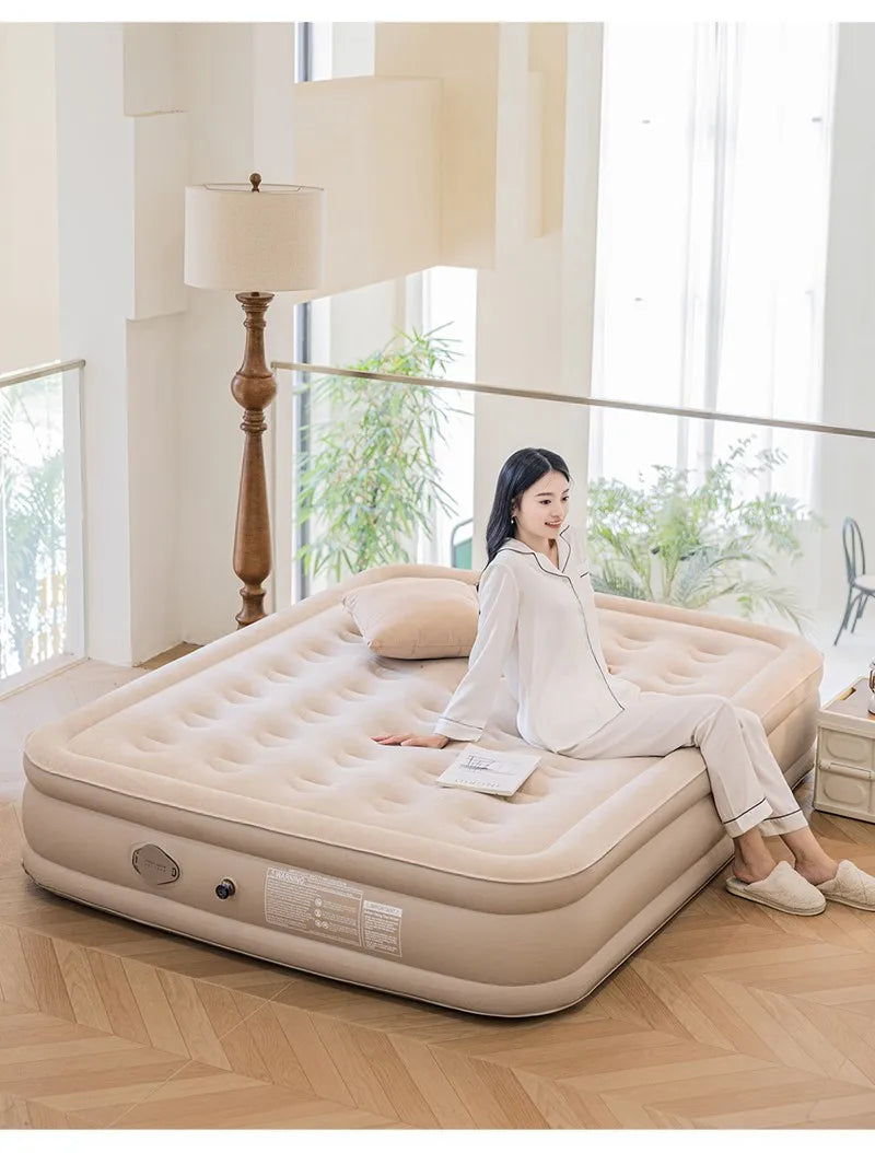 Interior Air Mattress Glamping Mats PVC Inflatable Sleeping Mattress Luxury 2 Person Camping Bed Mat Built-in Pump Thicken Mat