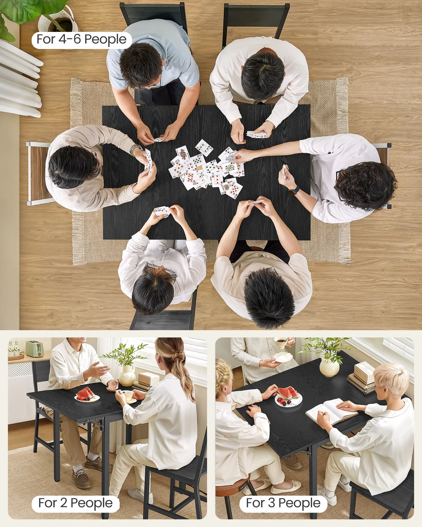 VASAGLE Folding Dining Table, Drop Leaf Extendable, for Small Spaces, Seats 2-4 People, Industrial, 78 x 120 x 76.2 cm