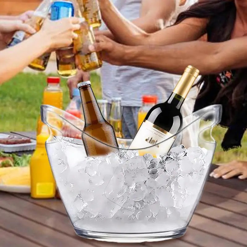 clear Bucket Multifunctional Drink Tub with Scoops Included Large Cooling Ice Bucket for Champagne Wine Beer Cocktails Bar