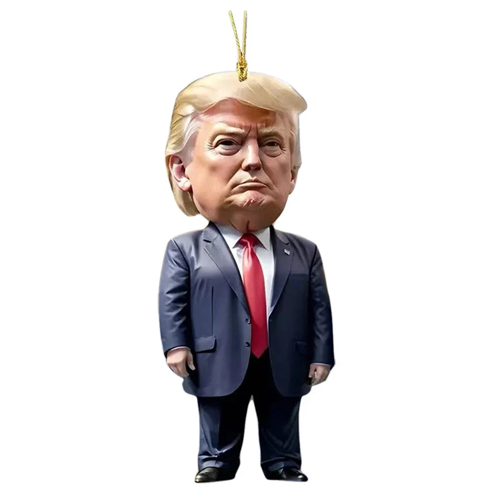 10PCS Cartoon Trumps Pendant Crossborder Acrylic Flat Car Interior Pendant Keychain Pendant Car Rearview Mirror Backpack Keyring