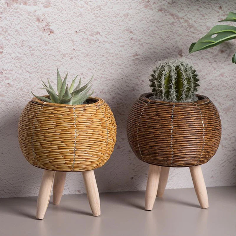 Woven Flower Basket With Removable Legs